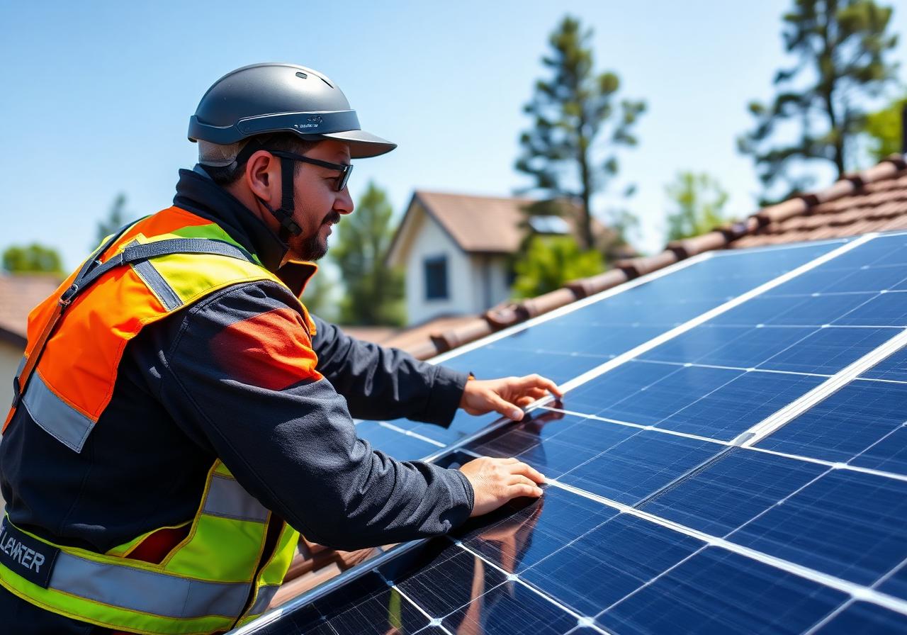 SunTronics technician installing solar panels